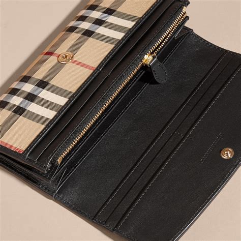 burberry checked leather-blend continental wallet|burberry wallet outlet.